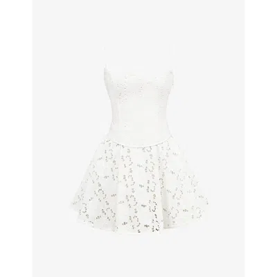 House Of Cb Womens White Elara Broderie-anglaise Cotton Mini Dress In White