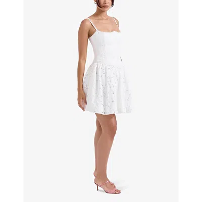 Shop House Of Cb Of Cb Womens White Elara Broderie-anglaise Cotton Mini Dress