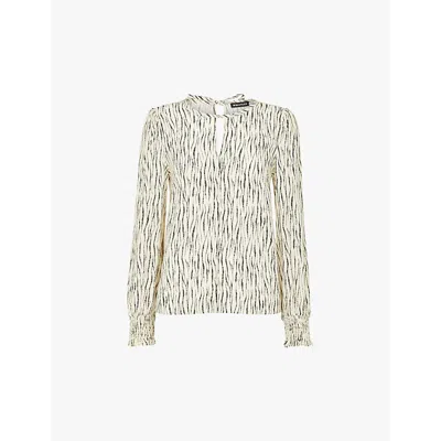 Whistles Shibori Stripe Detail Blouse, Size 16 In Cream