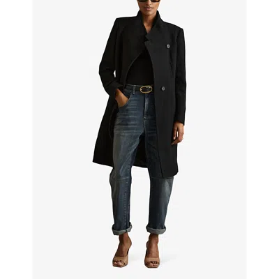 REISS WOMENS BLACK MAUDE DOUBLE-BREASTED WOOL-BLEND COAT 
