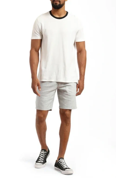 Mavi Jeans Noah Stripe Stretch Twill Flat Front Shorts In Blue Stripe Linen
