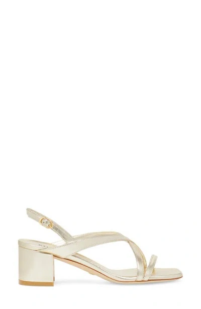 Stuart Weitzman Oasis Maui Metallic Slingback Sandals In Light Gold