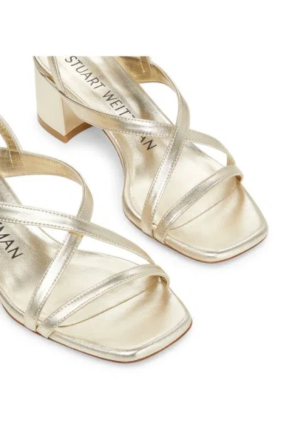 Stuart Weitzman Oasis Maui Metallic Slingback Sandals In Light Gold