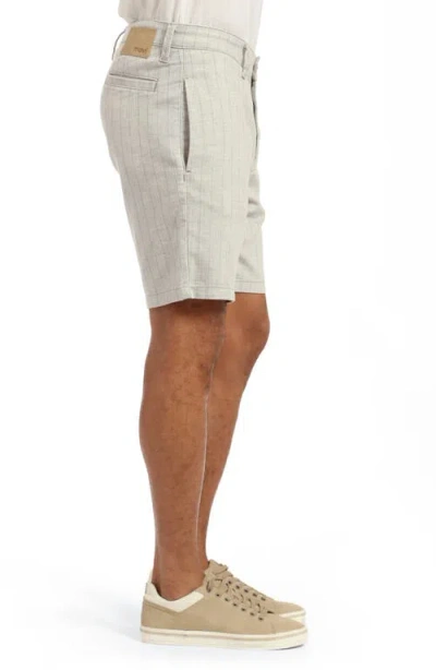 Mavi Jeans Noah Pinstripe Flat Front Stretch Twill Shorts In Grey Stripe Linen