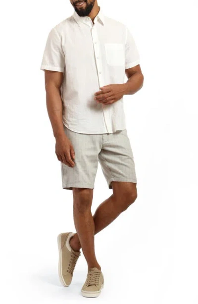 Mavi Jeans Noah Pinstripe Flat Front Stretch Twill Shorts In Grey Stripe Linen