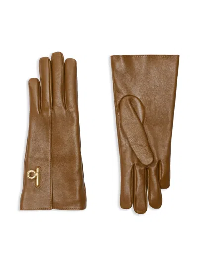 Burberry Leather Gloves In 褐色
