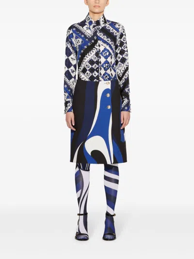 Pucci Abstract-pattern Print Midi Skirt In 黑色