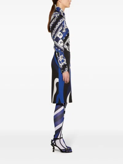 Pucci Abstract-pattern Print Midi Skirt In 黑色