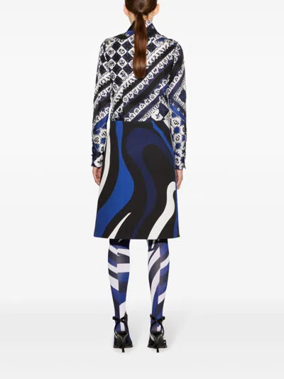 Pucci Abstract-pattern Print Midi Skirt In 黑色