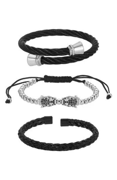 Eye Candy Los Angeles Lev Crystal 3-pack Assorted Bracelets In Black
