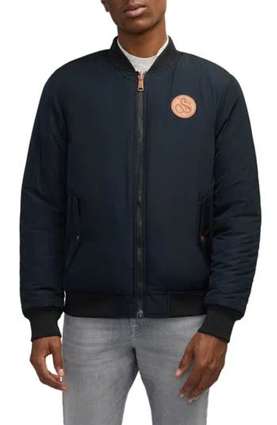 Scotch & Soda Evlon Reversible Faux Shearling Bomber Jacket In Black