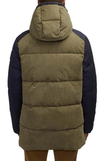 Scotch & Soda Men's Arza Quilted Colorblocked Mixed-media Full-zip Hooded Parka In Classic Green