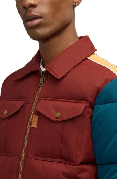 Shop Scotch & Soda Kive Faux Shearling Collar Water Repellent Puffer Jacket In Negroni