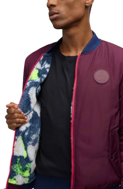 Scotch & Soda Men's Reversible Bomber Jacket In Dark Grape