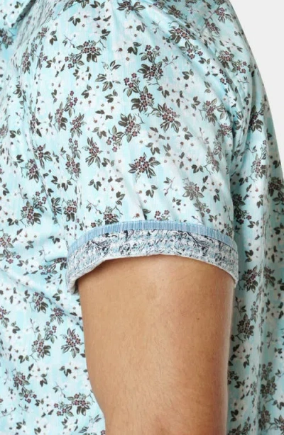 Robert Graham Friedman Floral Print Short Sleeve Button-up Shirt In Blue Multi