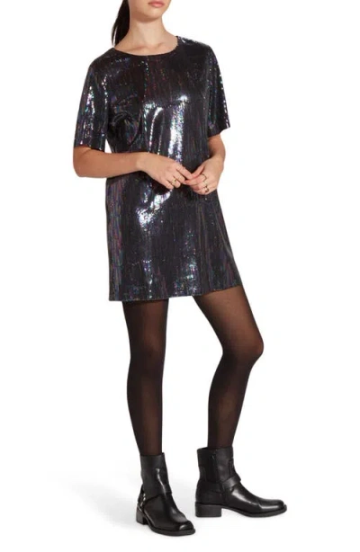Wishlist Short Sleeve Sequin T-shirt Dress In Black