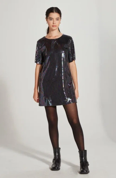 Wishlist Short Sleeve Sequin T-shirt Dress In Black