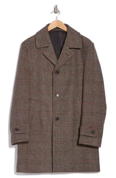 English Laundry Plaid Wool Blend Overcoat In Tan