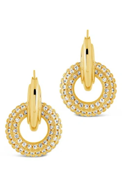 Sterling Forever Hunter Cz Interlocking Circle Drop Earrings In Gold