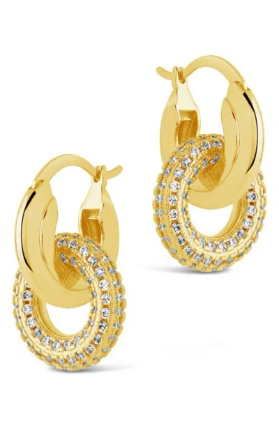 Sterling Forever Hunter Cz Interlocking Circle Drop Earrings In Gold