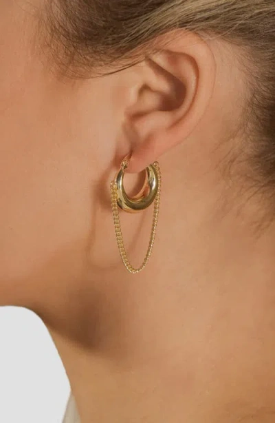 Sterling Forever Mackenzie Chain Drop Hoop Earrings In Gold