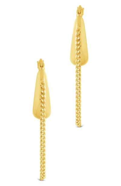 Sterling Forever Mackenzie Chain Drop Hoop Earrings In Gold