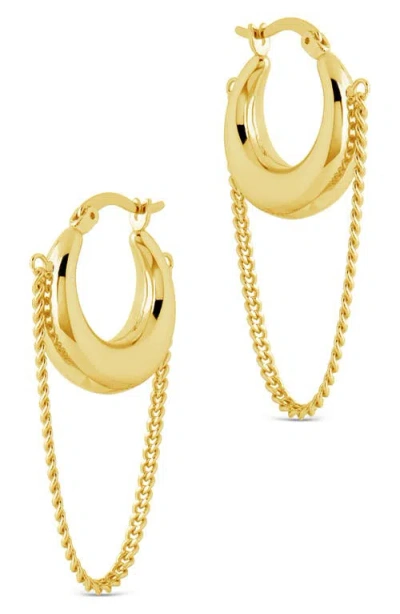 Sterling Forever Mackenzie Chain Drop Hoop Earrings In Gold