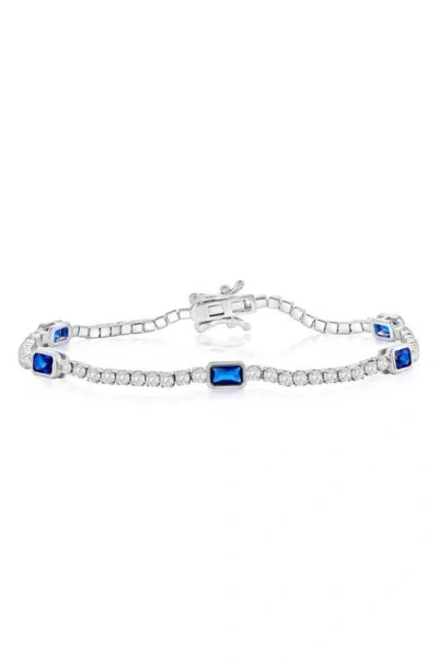 Simona Cz & Lab-grown Sapphire Chain Bracelet In Sapphire