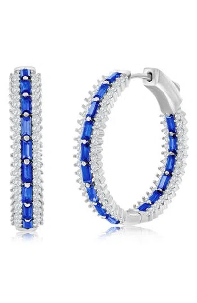 Simona Cz & Lab-grown Stone Hoop Earrings In Sapphire