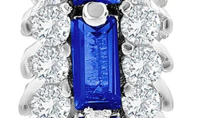 Simona Cz & Lab-grown Stone Hoop Earrings In Sapphire