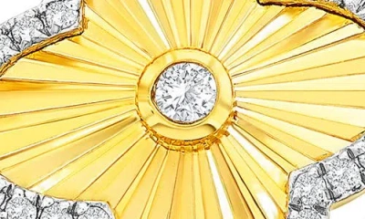 Simona Cubic Zirconia Border Flower Ring In Two-tone