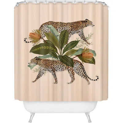 Deny Designs Risette Cheetah Print Light Shower Curtain In Beige