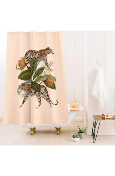 Deny Designs Risette Cheetah Print Light Shower Curtain In Beige