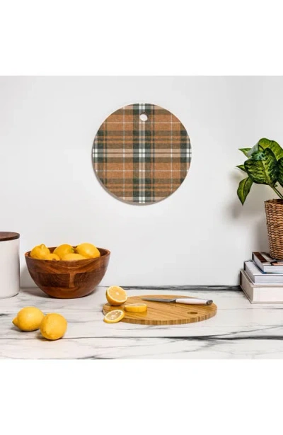Deny Designs Fall Plaid Brown Cutting Board In Brown