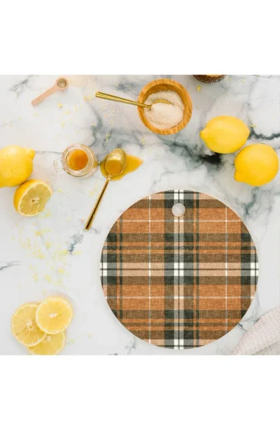 Deny Designs Fall Plaid Brown Cutting Board In Brown