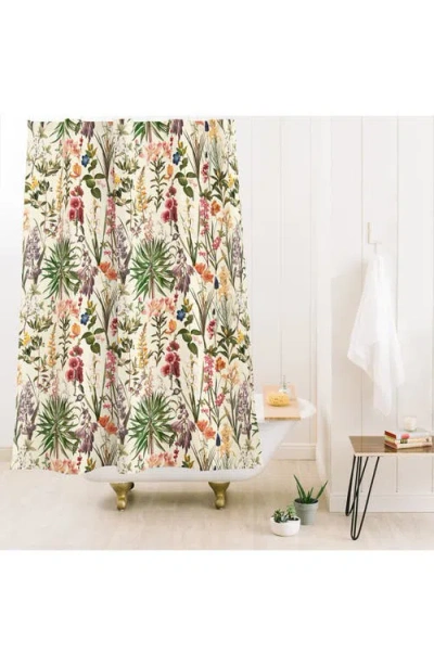 Deny Designs Secret Garden Xix Floral Print Shower Curtain In Cream