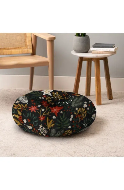 Deny Designs Dark Holidays Nature Floor Pillow In Black