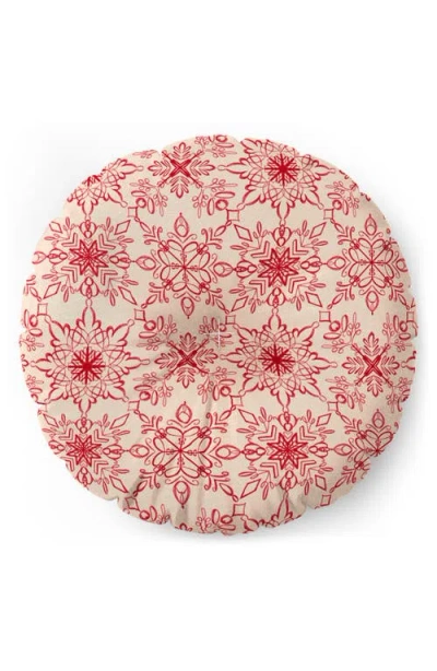Deny Designs Snowflake Print Floor Pillow In Red
