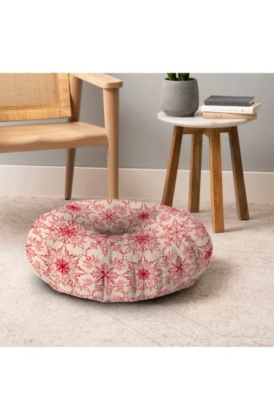 Deny Designs Snowflake Print Floor Pillow In Red
