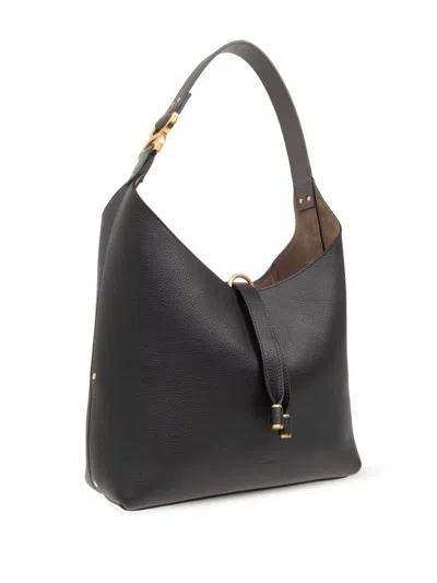 Shop Chloé Marcie Small Leather Hobo Bag In Black