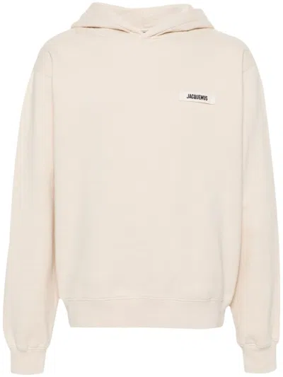Jacquemus Light Beige Hooded Sweatshirt With Minimalist Design In Beige