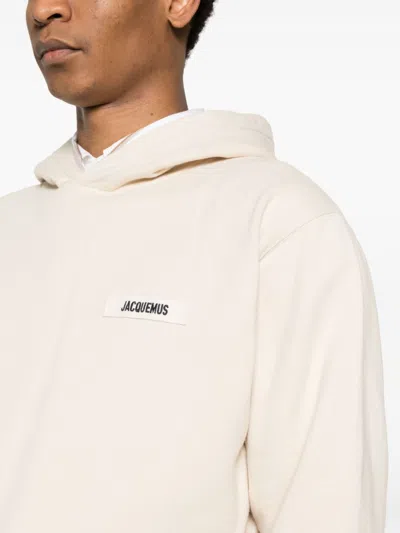 Jacquemus Light Beige Hooded Sweatshirt With Minimalist Design In Beige