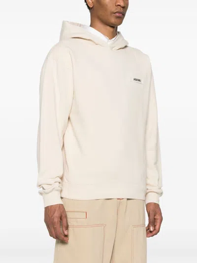 Jacquemus Light Beige Hooded Sweatshirt With Minimalist Design In Beige