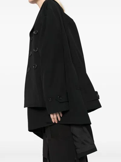 Shop Comme Des Garçons Wool Double-breasted Coat In Black