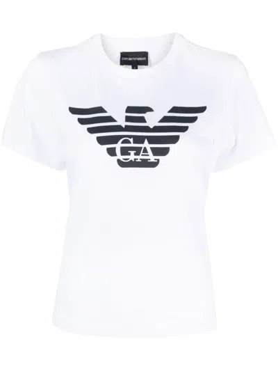 Shop Emporio Armani Logo Cotton Shirt In White