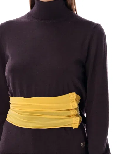 Shop Fendi Multi-layer Knitted Jumper | Size 40 In Brown_+_yellow