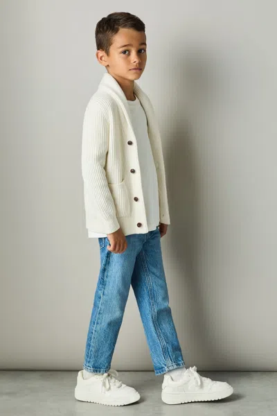 Reiss Off White Nimbus Shawl Collar Cardigan With Cotton And Wool In Off White