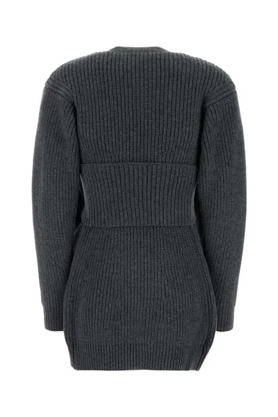 Alexander Wang Button Detailed Wool Blend Cardigan In Grey