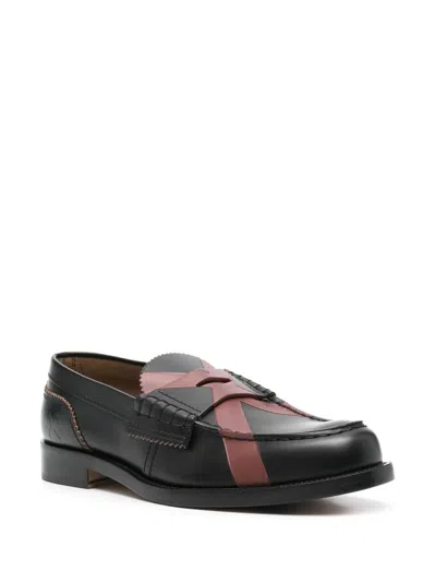 College Leather Loafers In Ant. Black X Wine