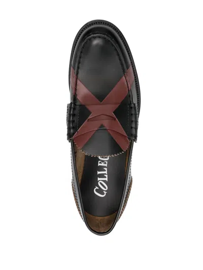 College Leather Loafers In Ant. Black X Wine
